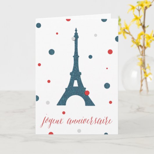 Eiffel Tower French Birthday Karte (Gelbe Blume)