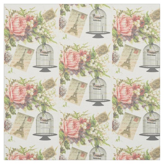 Eiffel Tower French Theme Vintag Paris Fabric Stoff (Muster)