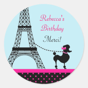 Eiffel Tower Girl Birthday Favor Sticker