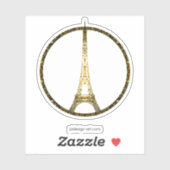 Eiffel Tower Gold Glitzer Glitzern Aufkleber (Blatt)