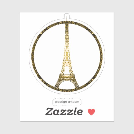 Eiffel Tower Gold Glitzer Glitzern Aufkleber (Blatt)