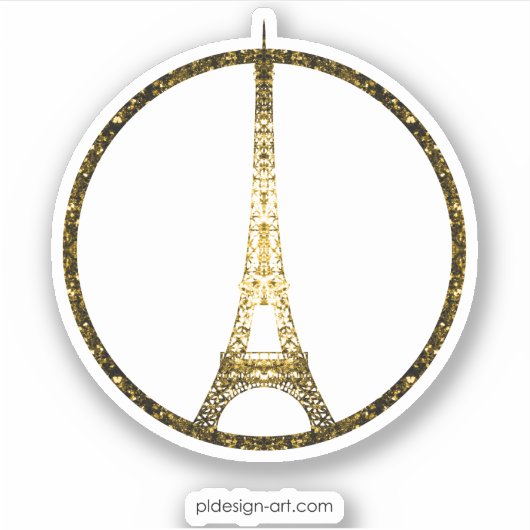 Eiffel Tower Gold Glitzer Glitzern Aufkleber (Vorderseite)