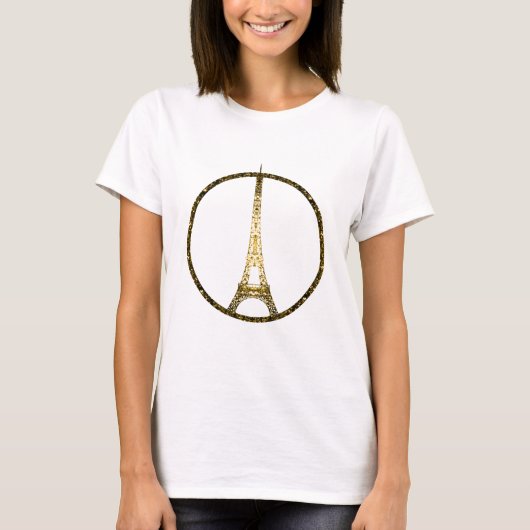 Eiffel Tower Gold Glitzer Glitzern T-Shirt (Vorderseite)