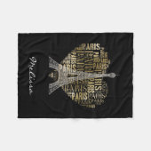 Eiffel Tower Golden Eintragungen Paris in Heart Fleecedecke (Vorderseite (Horizontal))