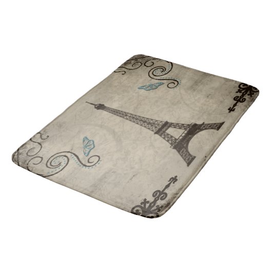 Eiffel Tower Grunge Bath Mat Badematte (Schrägansicht)