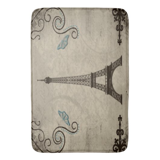 Eiffel Tower Grunge Bath Mat Badematte (Vorderseite Vertikal)