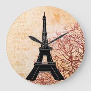 Eiffel Tower Grunge Wall Clock Große Wanduhr