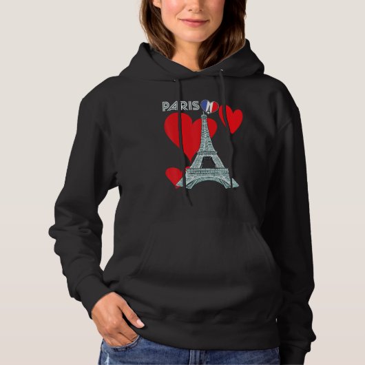 Eiffel Tower I Love Paris France Souvenir French Hoodie (Vorderseite)