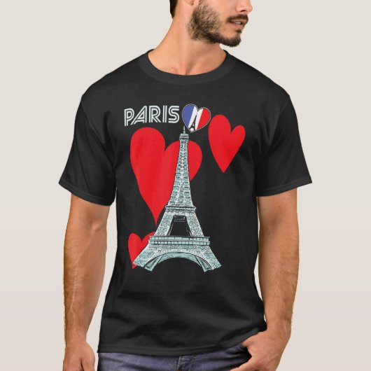 Eiffel Tower I Love Paris France Souvenir French T-Shirt (Vorderseite)