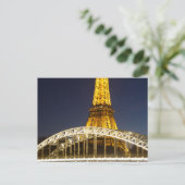 Eiffel Tower Illuminate Bridge Paris Postcard Postkarte (Stehend Vorderseite)