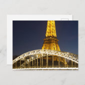 Eiffel Tower Illuminate Bridge Paris Postcard Postkarte (Vorne/Hinten)
