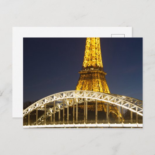 Eiffel Tower Illuminate Bridge Paris Postcard Postkarte (Vorne/Hinten)