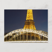 Eiffel Tower Illuminate Bridge Paris Postcard Postkarte (Vorderseite)