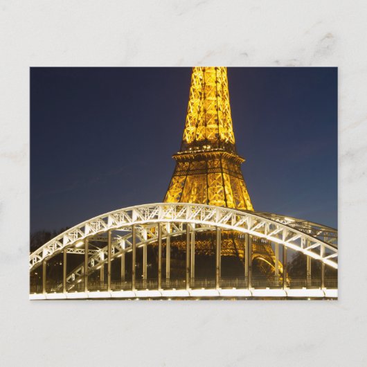 Eiffel Tower Illuminate Bridge Paris Postcard Postkarte (Vorderseite)