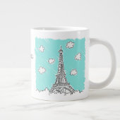 Eiffel Tower Illustration benutzerdefinierte Text- Jumbo-Tasse (Rechts)