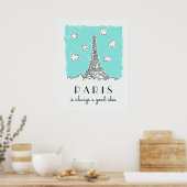 Eiffel Tower Illustration, benutzerdefiniertes Tex Poster (Küche)