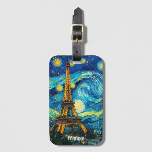 Eiffel Tower Impressionismus Gepäckanhänger (Vorderseite Vertikal)