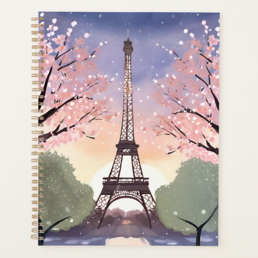 Eiffel Tower in Bloom | Paris France Watercolor Planer (Vorderseite)