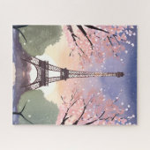 Eiffel Tower in Bloom | Paris France Watercolor Puzzle (Horizontal)