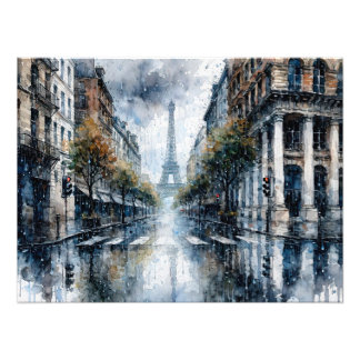 Eiffel Tower in Paris during rain Fotodruck