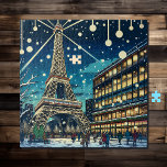 Eiffel Tower in Paris, France at Christmas Time Puzzle<br><div class="desc">Christmas puzzle depicting the Eiffel Tower in Paris,  France in a cool comic book style.</div>