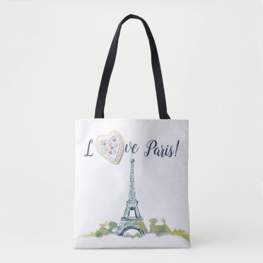 Eiffel Tower Ink Sketch|Liebe Paris|Mit Herzen Tasche (Vorderseite)