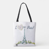 Eiffel Tower Ink Sketch|Liebe Paris|Mit Herzen Tasche (Rückseite)