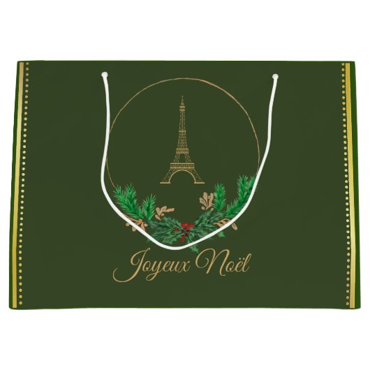 Eiffel Tower Joyeux Weihnachten Große Geschenktüte (Vorderseite)