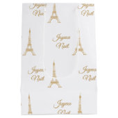 Eiffel Tower Joyeux Weihnachten Mittlere Geschenktüte (Rückseite)