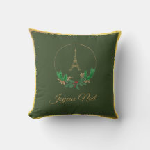 Eiffel Tower Joyeux Weihnachten Pillow