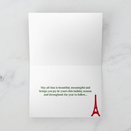 Eiffel Tower Joyeux Weihnachten Rot & Grün (Innenseite)