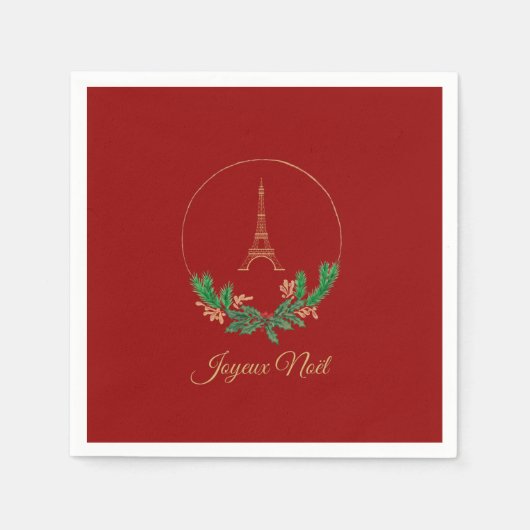 Eiffel Tower Joyeux Weihnachten Serviette (Vorderseite)