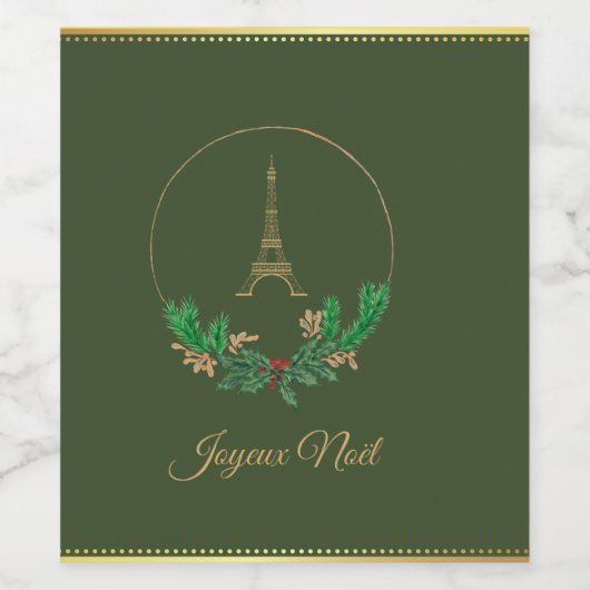 Eiffel Tower Joyeux Weihnachten Weinetikett (Einzelnes Label)