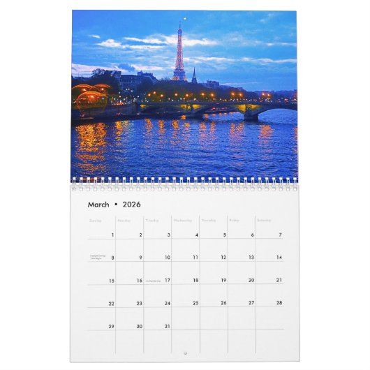 EIFFEL TOWER-Kalender Kalender (Mär 2026)