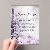 Eiffel Tower Lavender Romance Wedding Acryleinladungen (Insitu (Handheld))