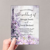 Eiffel Tower Lavender Romance Wedding Acryleinladungen (Insitu (Handheld))