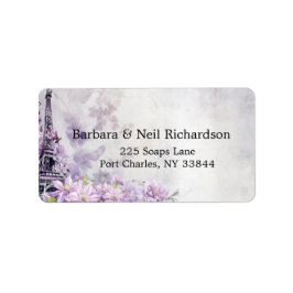 Eiffel Tower Lavender Romance Wedding Adressaufkleber