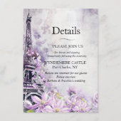 Eiffel Tower Lavender Romance Wedding Begleitkarte (Vorderseite)