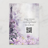 Eiffel Tower Lavender Romance Wedding Begleitkarte (Rückseite)