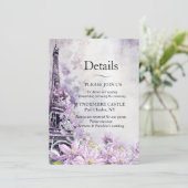 Eiffel Tower Lavender Romance Wedding Begleitkarte (Stehend Vorderseite)