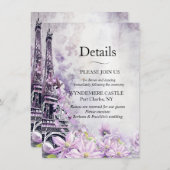 Eiffel Tower Lavender Romance Wedding Begleitkarte (Vorne/Hinten)