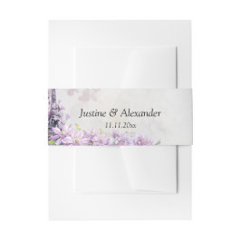 Eiffel Tower Lavender Romance Wedding Einladungsbanderole