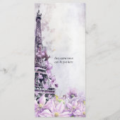 Eiffel Tower Lavender Romance Wedding Menu Menükarte (Rückseite)