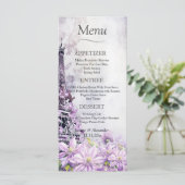 Eiffel Tower Lavender Romance Wedding Menu Menükarte (Stehend Vorderseite)