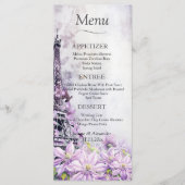 Eiffel Tower Lavender Romance Wedding Menu Menükarte (Vorderseite)
