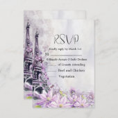 Eiffel Tower Lavender Romance Wedding RSVP Karte (Vorne/Hinten)