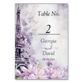 Eiffel Tower Lavender Romance Wedding Tischnummer (Rückseite)