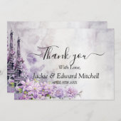 Eiffel Tower Lavender Romance Wedding Vielen Dank Dankeskarte (Vorne/Hinten)