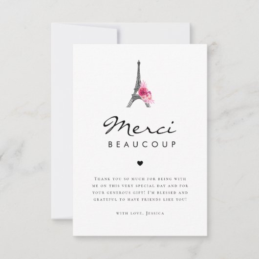 Eiffel Tower Merci Beaucoup französisches Brautpar Dankeskarte (Vorderseite)