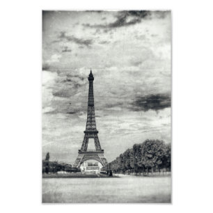 Eiffel Tower Monochrome Vintag Paris Frankreich De Fotodruck